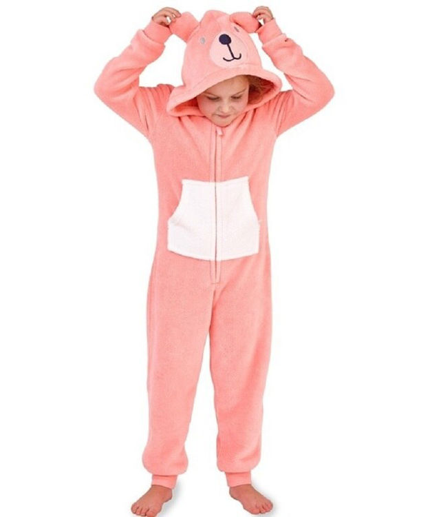 Picture of 04713 GIRLS BEAR FLEECY JUMPSUIT/ONESIE